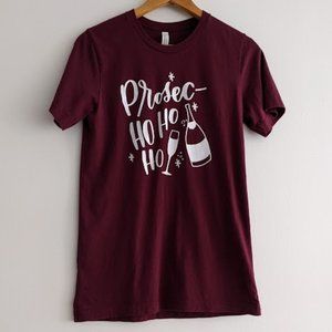 Canvas Maroon Prosec-ho-ho-ho Christmas T-Shirt Size M